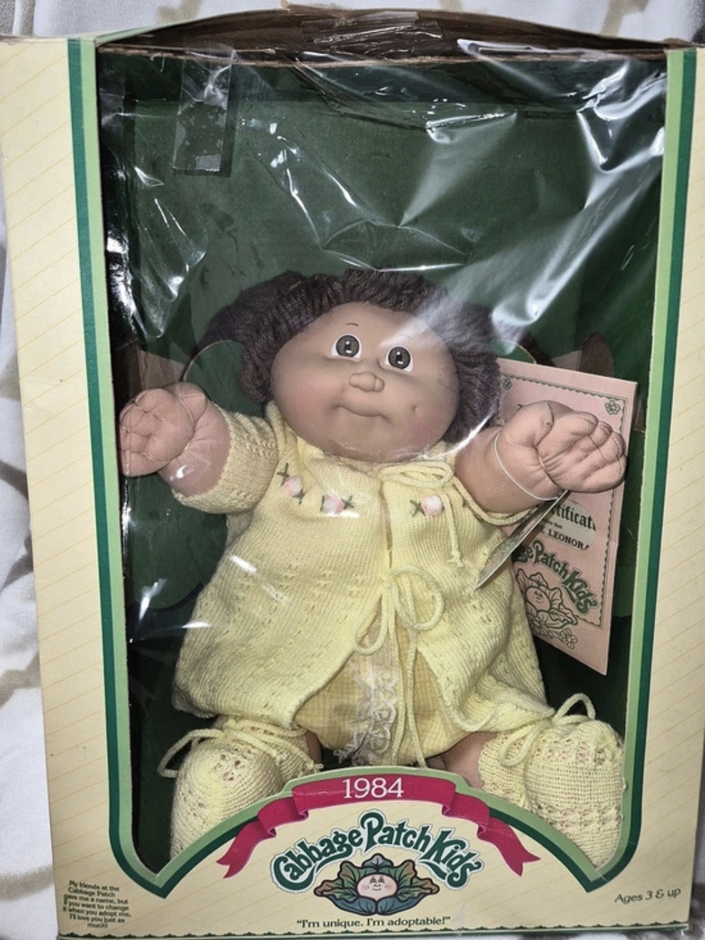 Cabbage Patch Kids Vintage 1984 Cabbage Patch Kids Doll in Yellow Outfit Doll in